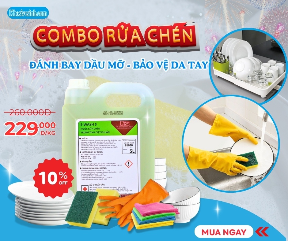 COMBO RỬA CHÉN – ĐÁNH BAY DẦU MỠ, BẢO VỆ DA TAY