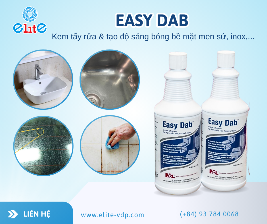 Easy Dab – Giải pháp tẩy rửa & tạo độ sáng bóng cho bề mặt men sứ, inox hiệu quả