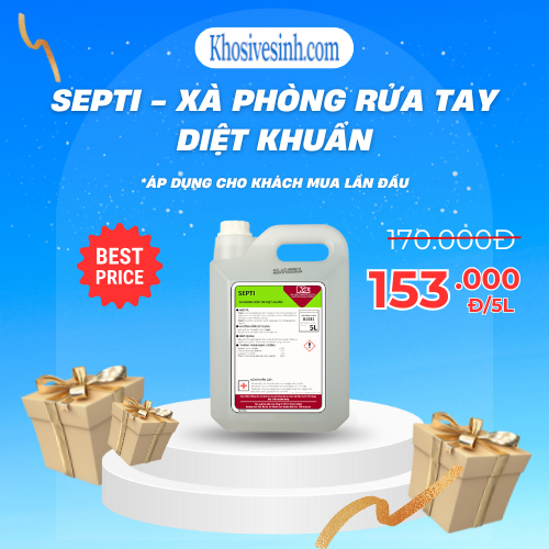 SEPTI - XÀ PHÒNG RỬA TAY DIỆT KHUẨN, KHÔNG MÀU, KHÔNG MÙI