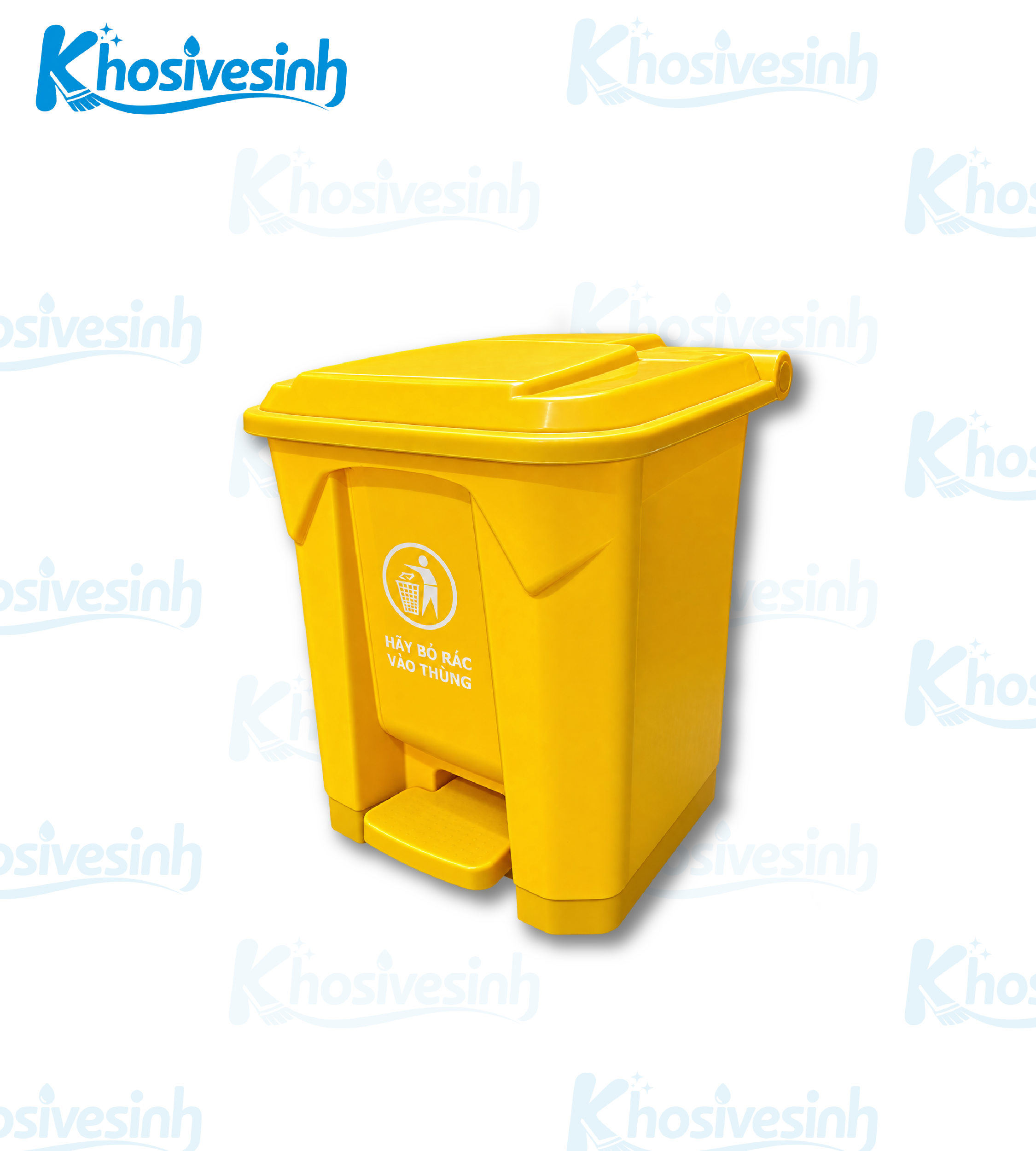 Thùng rác nhựa đạp chân 30L – Màu vàng